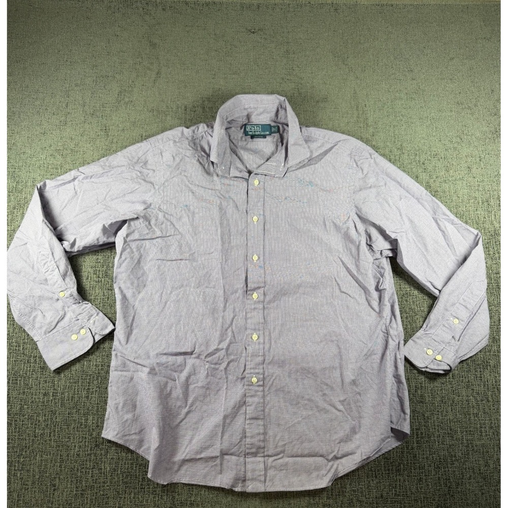 Polo Ralph Lauren Estate Mens 17 34/35 Purple Gingham Button Down Shirt